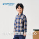 Gloria's 2025 Autumn Baby Boy Class A Fashion Casual Autumn Warm Long-Sleeved Plaid Letter Shirt Plaid 100