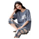 MUJI COM无印良品MUJ同款纯棉短袖七分裤可外穿全棉家居服全棉套装 YZT9855 M __75-95斤