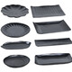 Vedina de melamina Plato de maceta caliente Placa de vegetales Placa de barbacoa negra porcelana de carne de res de porcelana placa de barbacoa rectangular KK LJP1098 10 paquetes