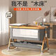 Aluminum Alloy Newborn Crib Mobile Portable Cradle Foldable Multifunctional Newborn Baby Spliced Large Bed Wood Grain Aluminum Alloy-Light Gray Exclusive Edition