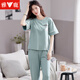 Yalu 2025 Sommerpyjamas Frauen reine Baumwoll-Hose Kurzarm Zwei-teilige süße und niedliche Student-Home-Kleidung Set NJR-7374 L 100-110jin [Jin ist 0,5 kg]