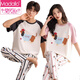 Pajama de dibujos animados modal de gran tamaño Hombres y mujeres Pantalones de manga corta El algodón pareja se puede usar afuera de un traje casual de casas sueltas 691 L Estilo de mujeres