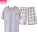 Modal verano de pijamas de manga corta Jin Fat Jin [Jin equivale a 0,5 kg] ropa para el hogar para mujeres algodón puro se puede usar gran tamaño afuera en el alumno de estilo delgado de verano KNC3519 M