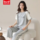 Catman Miiow Pajamas para mujeres en primavera y verano pantalones de manga corta Los estudiantes de estilo coreano puro pueden usar trajes de ropa para el hogar de algodón puro afuera en verano yzt9713 algodón de longitud corta (80-jin [Jin equivale a 0.5 kg])