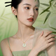 China Gold (CHINA GOLD) Peace Buckle 18K Gold Necklace for Women K Gold Inlaid Jade Hetian Jade Pendant Birthday Gift for Girlfriend and Wife Wedding Anniversary 18k Bamboo Grass Peace Buckle Pendant Free Silver Chain - Jingsuda