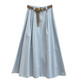 
KuZHANG (KUZHANG) 2025 spring and summer new Korean version rear elastic design casual denim skirt fashionable versatile long skirt women 1047H blue single size
