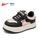 Warrior Girls Casual Sneakers Spring and Autumn Campus Velcro Lightweight Sports Shoes WZ-1468 Black/Pink 34