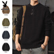 Playboy (PLAYBOY) American retro knitted sweater for men in autumn and winter thickened warm henley sweater lazy style vertical pullover bottoming shirt black S 90-110Jin Jin equals 0.5 kg