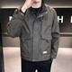 Jacket Men's 2025 Spring and Autumn New Style Loose Stand Collar Work Jacket Men's Trendy Versatile Clothes Green 4XL Recommended 160-175 Jin Jin equals 0.5 kg