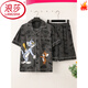 Langsha Summer manga corta de manga delgada de algodón de algodón para hombres Ropa para hombres Juego de ropa de dibujos animados de verano Estilo coreano Hands Handsome Young 3271 Set de manga corta L (100-135Jin [Jin iguala 0.5 kg])