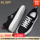 KLWP香港国际正品2025新款时尚刺绣帆布鞋男韩版百搭透气轻便休闲鞋 黑色[内增高] (240mm) 38