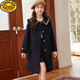 
G.DUCKKIDS girls woolen coat autumn and winter children's woolen coat medium-length college style new fashionable girls children's clothing girl navy blue cotton size 160 size height 150-155cm 12-13 years old