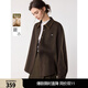 ELLE Retro Sheep Wool Embroidered Lapel Shirt Women's 2025 Winter New Design Loose Niche Shirt Brown M
