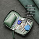 Key bag, men's genuine leather truck bag, two-in-one large capacity, women's car key universal protective cover, key storage bag buckle, green hand-woven-can hold car keys