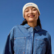 Nike Nike Offizielle Frauen -Denimjacke purer Baumwoll Super Lose Short Stapel 441 mittelblau S