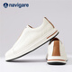 Navikel Italian dinghy leather low-top sneakers breathable business versatile casual shoes one-leg men's shoes off-white