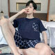 Мужская пижама Mu Fengqing Summer Shorked Shorts Новый подросток хлопок плюс жир плюс размером среднего возраста набор домашней одежды Summer HD9928 [Новый набор] L [Вес 100-125 JIN [JIN равно 0,5 кг]]