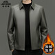 Pathers d'âge moyen et âgé de voiture classique printemps, automne et hiver NOUVELLE Veste en cuir pour le revers pour hommes Imitation en cuir veste en cuir veste en cuir veste noire plus en velours 3xl 190 recommandé 175-190jin [Jin est égal à 0,5 kg]