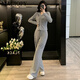
MAGIOPY International Luxury High-end Brand 2025 Spring European Goods Gray Casual Sports Set Women's Fashion Age Reducing Long Sleeve Grey Two-Piece Set S (100Jin [Jin equals 0.5 kg])