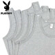 Playboy (PLAYBOY) Heavy simple pure cotton vest sleeveless T-shirt Hemp gray solid color vest loose 3-piece package] Gray + gray + white 3XL Recommended 150-170Jin [Jin equals 0.5 kg]