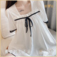 Yalu solid color square collar pajamas for women in summer 2025 new short-sleeved cotton internet celebrity shorts suit outside home clothes 761 with chest pad M [80-100 Jin [Jin equals 0.5 kg] wear]