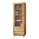Shouer Nordic solid wood bookcase with glass door bookcase simple modern storage cabinet living room display cabinet sand 9902# walnut color storage cabinet