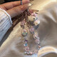 Xingyin mobile phone lanyard wrist hanging chain beaded girl's shiny high-end short chain anti-lost and fall-resistant dopamine cute little fresh pink pink control girl's heart kt lanyard pendant mobile phone lanyard wrist hanging chain Mary cat flower + TPU transparent patch