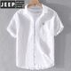 Jeep Spirit Linen Camisa de manga corta Summer 2025 Nuevo lino informal de algodón de algodón gran tamaño blanco Camisa delgada 9711 Amarillo M [100-110Jin [Jin equivale a 0.5 kg]]