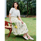 
Inman romantic and fresh plant outfit printed skirt 2025 summer women's new A-line loose umbrella skirt white background print M
