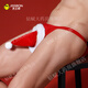 JIESHIBANG HONGYUN RED Unterwäsche Silvester Paar Geschenk Weihnachten Liebe L lustige Unterwäsche Herren-Doppel-Tanga-Party [Männerstil] Red New Year's Hut Tanga-Durchschnittsgröße [Empfohlenes Gewicht 100-160jin [Jin entspricht 0,5 kg]]]