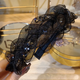 Hairband Light Luxury Headband Hairpin Headwear Women's High-end 2025 New Face Wash Special Hair Accessories Broken Hair Organizing Artifact High-end Black Mesh Rhinestone Twist Hairband with Tooth
