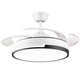Lámpara OUP Luz de ventilador de ventilador de ventilador de ventilador de ventilador de la sala de estar Light Frequency inteligente Ventilador Invisible Candelier Integrado 6623 Modelo blanco 36 pulgadas + Tres Cambio de luz de color + control remoto