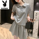 
Playboy (PLAYBOY) casual fashion suit for women in summer 2025 new internet celebrity small age-reducing shorts shorts sportswear two-piece set gray [two-piece set]-flagship model M [recommended 100 Jin [Jin equals 0.5 kg]]