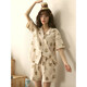 Muji com Mujis gleicher Stil Ujia Style 2024 Neue Pyjama für Frauen im Sommer Baumwolle Dünne Kurzärärmel-Strickjacken niedliche Cartoon Lion Home 12187 Frauenstil 1941 m