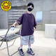 G.DUCK KIDS小黄鸭男童套装夏季2025新款韩范儿童夏装衣服潮男孩短袖两件套 深灰色jd5012字母夏套装 140