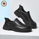 Camel Soft Sole Leather Shoes Men's Business Casual Comfortable Cowhide Thick Sole Height Increasing Men's Shoes P15A155002 Black 41