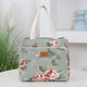 Canvas bag, thickened and sturdy handbag, portable zipper for going out, portable aluminum foil insulation layer, lunch box bag, lunch bag, green flower handbag + thermal insulation
