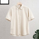 ZoSqueeg men's linen short-sleeved shirt summer linen youth summer loose casual cotton linen shirt men's clothing white M86 2XL