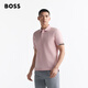 BOSS [100% cotton] Men's business casual slim fit short-sleeved POLO shirt 688-light pink L