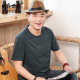 爸爸夏装夏季短袖t恤男款50多岁父节衣服圆领中老年人男士半袖 gdb9928藏青 L 170/