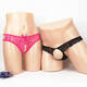 Couple's no-take-off underwear, two-person fun, women's crotch opening, men's penis exposed JJ thong, transparent and sexy, single men's black, one size fits all