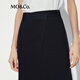 MO&Co.【C+系列】半身裙2025夏新品干爽醋酸混纺高腰斜襟黑色MBE2SKT040 黑色 S