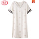 Langsha Light Luxury High-End-Nachthemd für Frauen Sommer kurzärmeligte Pyjamas-Eisseide-Rock für Frauen im Sommer dünner Sommer Large-Size-Strampler Minze Blue M9928 [kurzärmelig/brustloses Pad] M [90-110jin [Jin gleich 0,5 kg]]