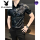 Playboy (Playboy) Мужская цветочная рубашка с коротким рукавом летняя мужская одежда 2025 Новая летняя ледяная шелковая психическая психическая печатная цветочная рубашка Men Blue 9885 M [Предлагается 115JIN [JIN равно 0,5 кг]]]
