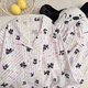 
S.SOFEA women's spring and autumn cute cartoon plaid cloud cotton pajamas home clothes set can be worn outside 826# pink plaid dog 170 M