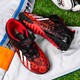 Children's football shoes Velcro breathable training shoes TF broken nails Boys Falcon 25 lawn competition special 6199 black and red 33