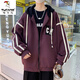 啄木鸟（TUCANO）连帽卫衣开衫外套男春秋季棒球夹克服2024新款青少年潮牌港风美式 10123-9207黑色 M 建议75斤以内
