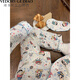 Victoria's style pure cotton pajamas for women in spring and autumn new style crayon Shin-shiba long sleeve long trousers cartoon cute student home clothing set 826 Cherry Bear [Double-length] fabric M [Suggestion 75-95Jin [Jin equals 0.5 kg]]