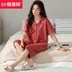 Hengyuanxiang Xinjiang Cotton Pyjamas Damen 2025 Sommer neuer kurzärmeliger Hosen-Strickjacke für mittlere Alter und junge Menschen über dem Knie dünne Home-Kleidung kurzärmlige Kumpelhosen #N9896 L [geeignet für 100-120 Jin [Jin Equals 0,5 kg]] geeignet.