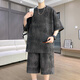 Gegusen casual sports ice silk suit 12-16-year-old boy summer trendy brand short-sleeved shorts summer teenagers men's clothing trend T6630 black M 80-100Jin [Jin equals 0.5 kg] wearable